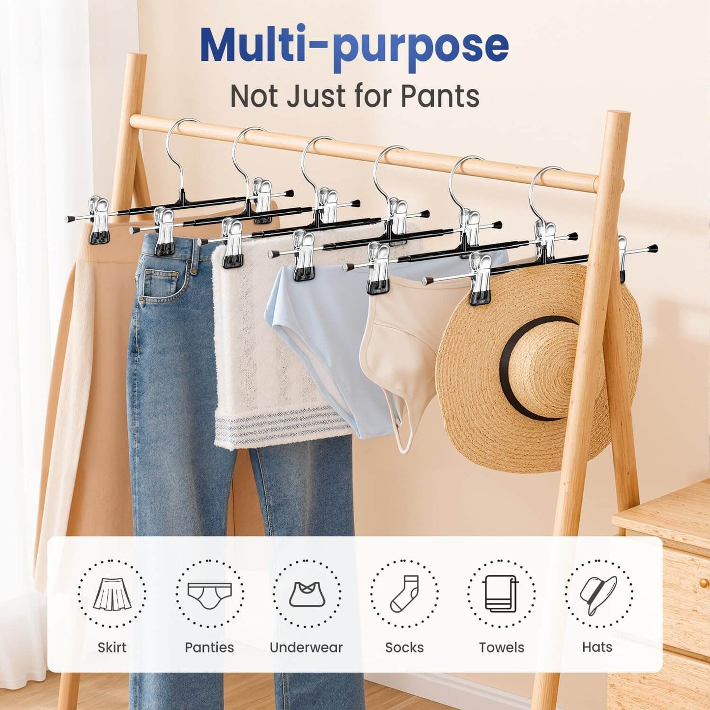 12 Inch Adjustable Pants Hangers with Non-Slip Grips
