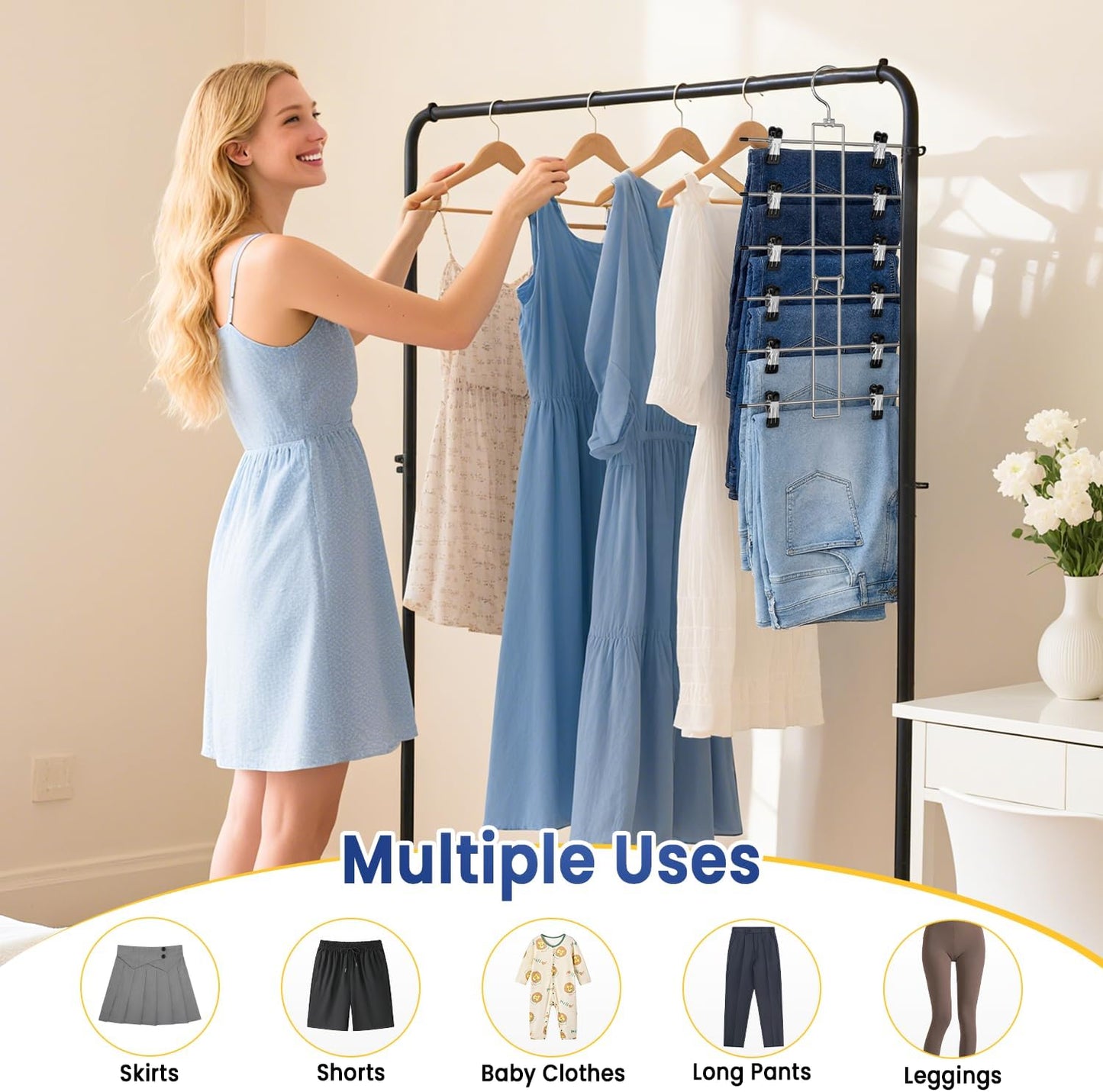 Skirt Hangers with Clips Space Saving