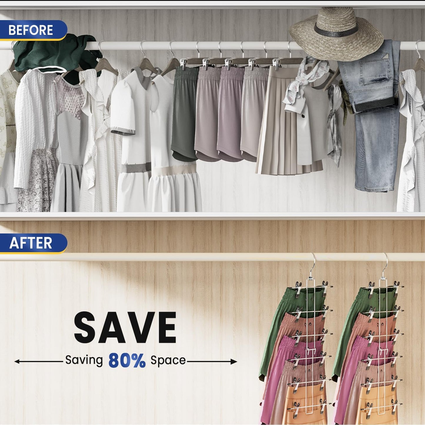 Skirt Hangers with Clips Space Saving